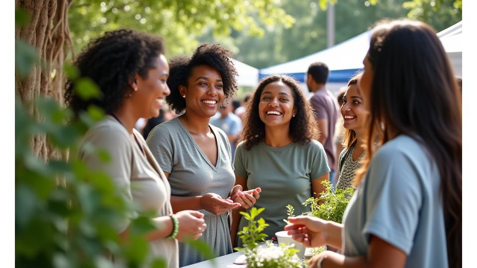 Verdant Bloom Collective team engaging with Atlanta community members at a health fair.