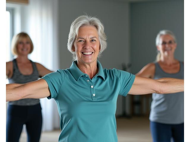 Adults engaging in gentle resistance band strength training